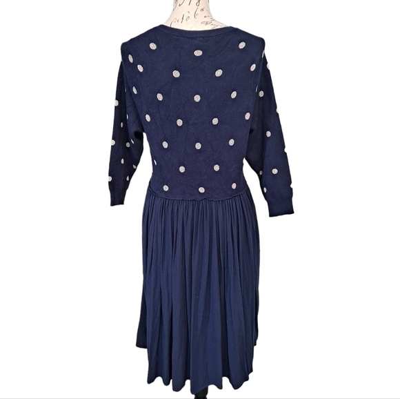 Torrid skater mini challis dress knit navy blue gold polka dot preppy 0X 💖 - Picture 9 of 14